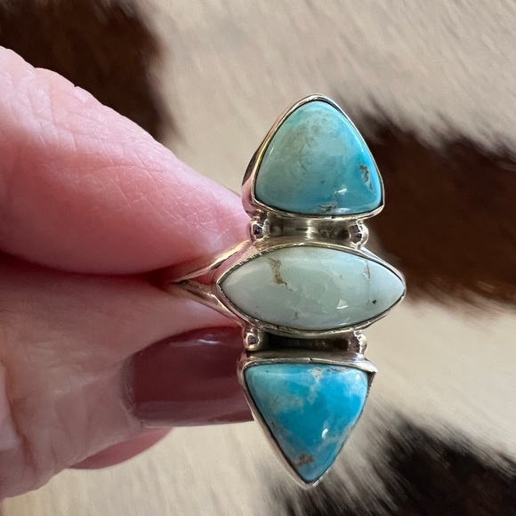❤️Bluebird & Paloma Turquoise Navajo Style Artisan 925 Southwestern Ring Sz 8.75 - Picture 10 of 16